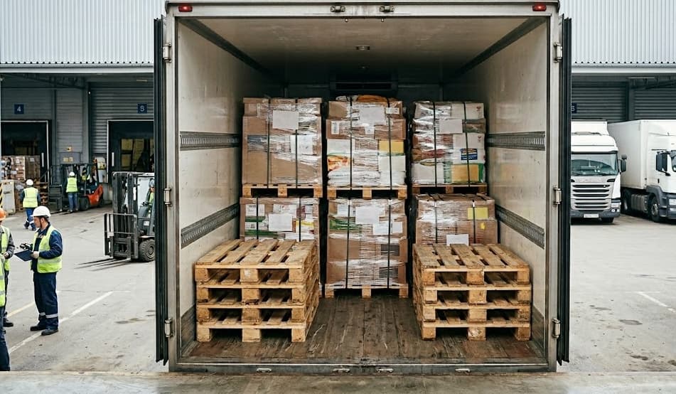 Pallets being loaded onto delivery truck for transport across Southern Arizona