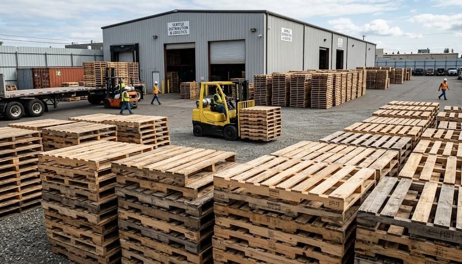 Tucson Recycling Pallets facility with pallet inventory and forklift operations
